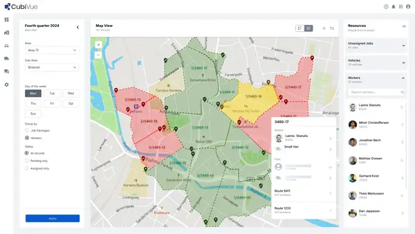 Screenshot of daily planning system