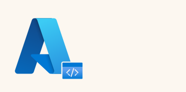 Azure logo on a light background, with a little development icon just under its right edge. It denotes Azure development services.