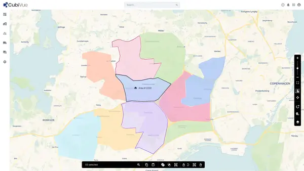 Screenshot of area management system